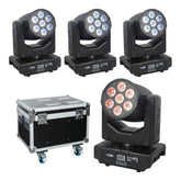 4x Showtec Shark Wash One 7 x 12W Hex LED Moving Head DJ-Paket